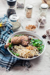 Delicious duck noodle soup