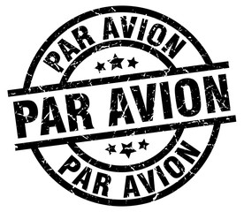 par avion round grunge black stamp