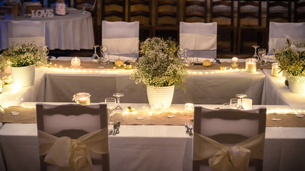 décoration d'une table de reception. Mariage. art de la table