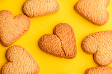 Broken heart shaped shortbread cookies