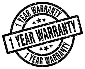 1 year warranty round grunge black stamp