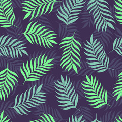 Fototapeta premium Seamless tropical pattern vector illustration dark background