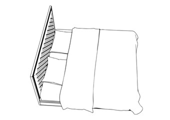 sketch bedroom bed vector