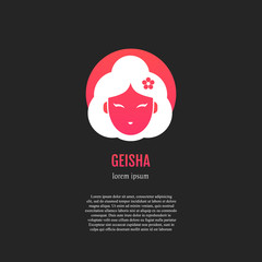 Japanese girl red logo design illustration with text