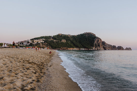 evening beach on the backdrop of mount. Island