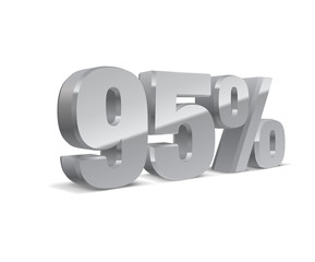 95% percent off, sale background, isolated silver-gray object 3D. Eps10 Vector.