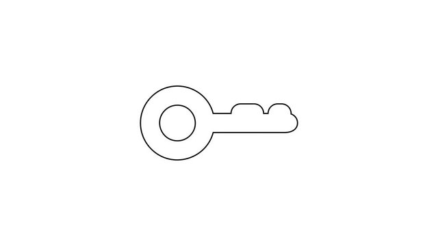 Grey Key line icon on white background. 4K Video motion graphic animation
