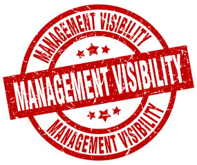 management visibility round red grunge stamp