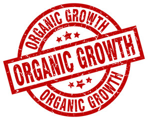 organic growth round red grunge stamp