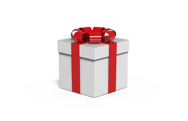 Gift box with ribbon and bow isolated on the white background, 3d illustration