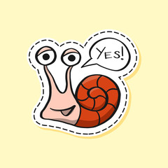 Snail sticker. Funny emoji. Icon, elements.