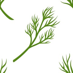Fototapeta premium Dill branch seamless pattern greenery and organic seasoning