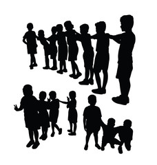 Kids Silhouette Playing Together, art vector design