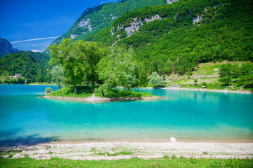 beautiful colours of the mountain lake Tenno