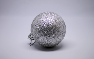 Christmas decoration, silver ball on a white background