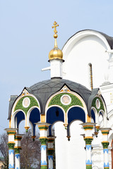 Architecture of Trinity Sergius Lavra, Sergiyev Posad, Russia. Color photo.