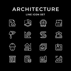 Set line icons of architectural