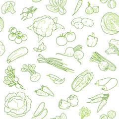 Vegan food seamless pattern design template, sketched style. Vector - 261975945