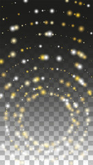 Gold Glitter Vector Texture on a Black. Golden Glow Pattern. Golden Christmas and New Year Snow. Golden Explosion of Confetti. Star Dust. Abstract Flicker Background with a Party Lights Design. 