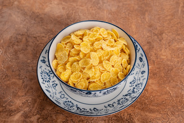 Cornflakes in the bowl.