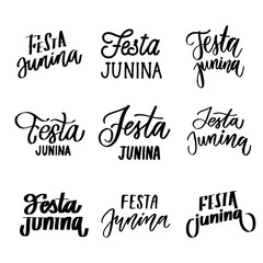 festa junina - set of lettering inscriptions vector.