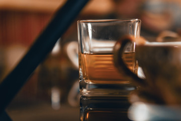 alcohol drink in a glass Hookah concept design. rest in weekend. eastern tea ceremony. Selective focus