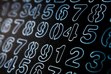 Colorful numbers set. Abstract background. Numbers hand written. 