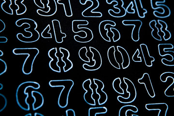 Colorful numbers set. Abstract background. Numbers hand written. 