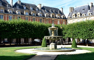 Place des Vosges, the oldest square in Paris. Le Marais district. Paris, France.