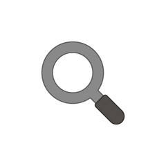 Flat design style vector of magnifying glass or magnifier symbol icon on white. Colored outlines.