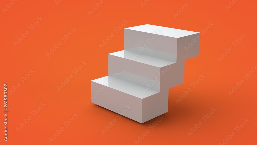 Poster 3d rendering of a white cube isolated on a yellow background. the cube is divided into segments, par
