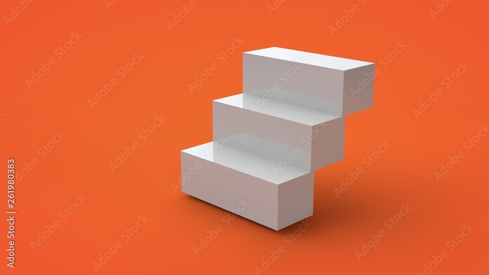 Poster 3d rendering of a white cube isolated on a yellow background. the cube is divided into segments, par