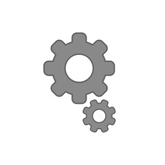 Flat design style vector of gears icon on white. Colored outlines.