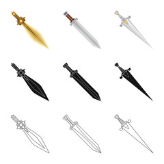 Vector illustration of game  and armor  sign. Set of game  and blade  stock symbol for web.