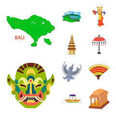 Vector design of bali and indonesia icon. Collection of bali and caribbean stock vector illustration.