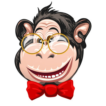 Funny Monkey with Glasses and Bow Tie