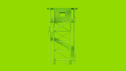 Lime Green Large Watch Tower with Stairs 3d illustration 