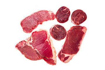 raw beef isolated on white background