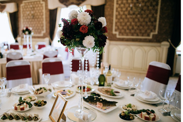 elegant table setting and wedding decoration