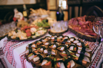food in restaurant on the wedding party