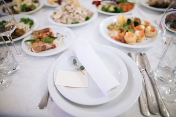 plate of food on wedding table