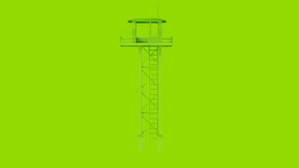 Lime Green Tall Watch Tower with Ladder 3d illustration 