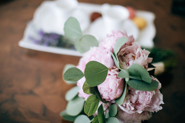 Wedding Bouquet of pink peonies