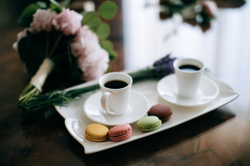 cup of coffee and Macaron