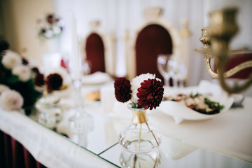wedding table decorated with flowers
