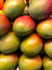 Mango Fruit at Farmers Market. Farm Fresh Organic Produce in the Summer for Sale