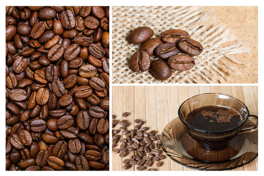Coffee motif pictures collage