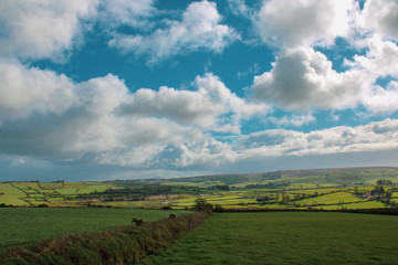 Fototapeta premium Scenic view of Irish hills and blue sky