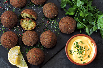 Fresh falafel. Middle Eastern cuisine. Healthy food.