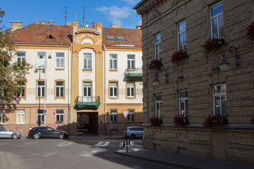 Narrow street in the Old Town of Vilnius. Lithuania